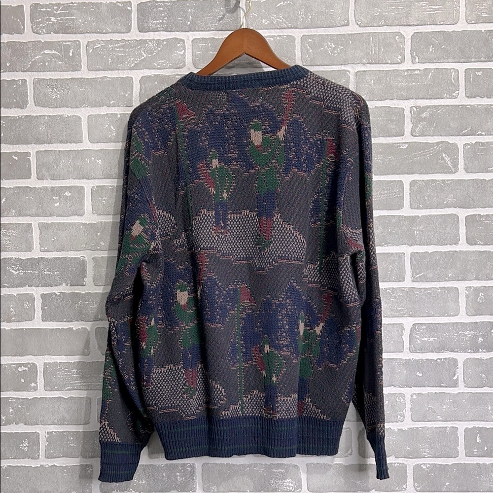Vintage Golf Sweater Novelty Knit Grandpa Core Crewneck Isle of Cotton Men’s Med - Picture 4 of 14